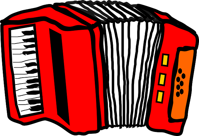 Zeichnung eines Akkordeons. Bild von OpenClipart-Vectors auf Pixabay